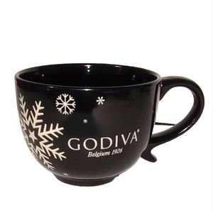 Godiva Christmas Holidays Snowflakes Design Stamp Belgium 1926 Black Cup Mug